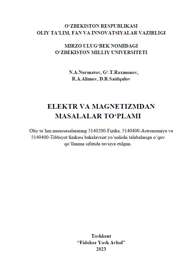 Elektr va magnetizmdan masalalar to‘plami