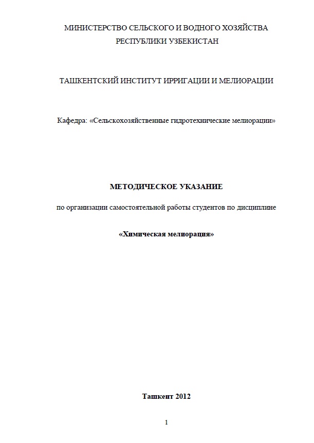 Методическое указания по организации самостоятельной работы студентов по дисциплине