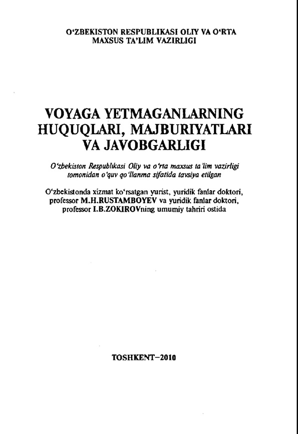 Voyaga yetmaganlarning hukuklari majburiyatlari va havobgarligi