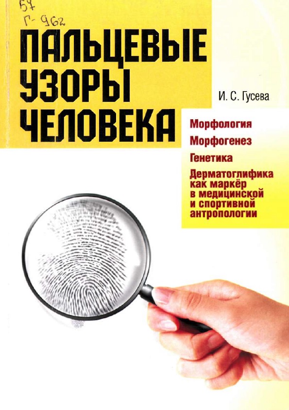 Пальцевые узоры человека. Морфология. Морфогенез. Генетика. Дерматоглифика как маркёр в медицинской и спортивной антропологии