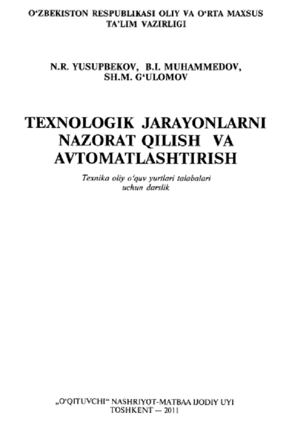 Texnologik jarayonlarni nazorat qilish va avtomatlashtirish