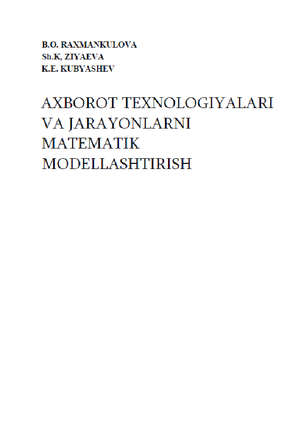 Axborot texnologiyalari va jarayonlarni matematik modellashtirish