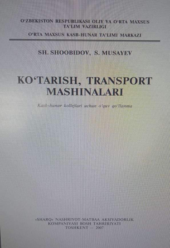 Ko`tarish,transport mashinalari