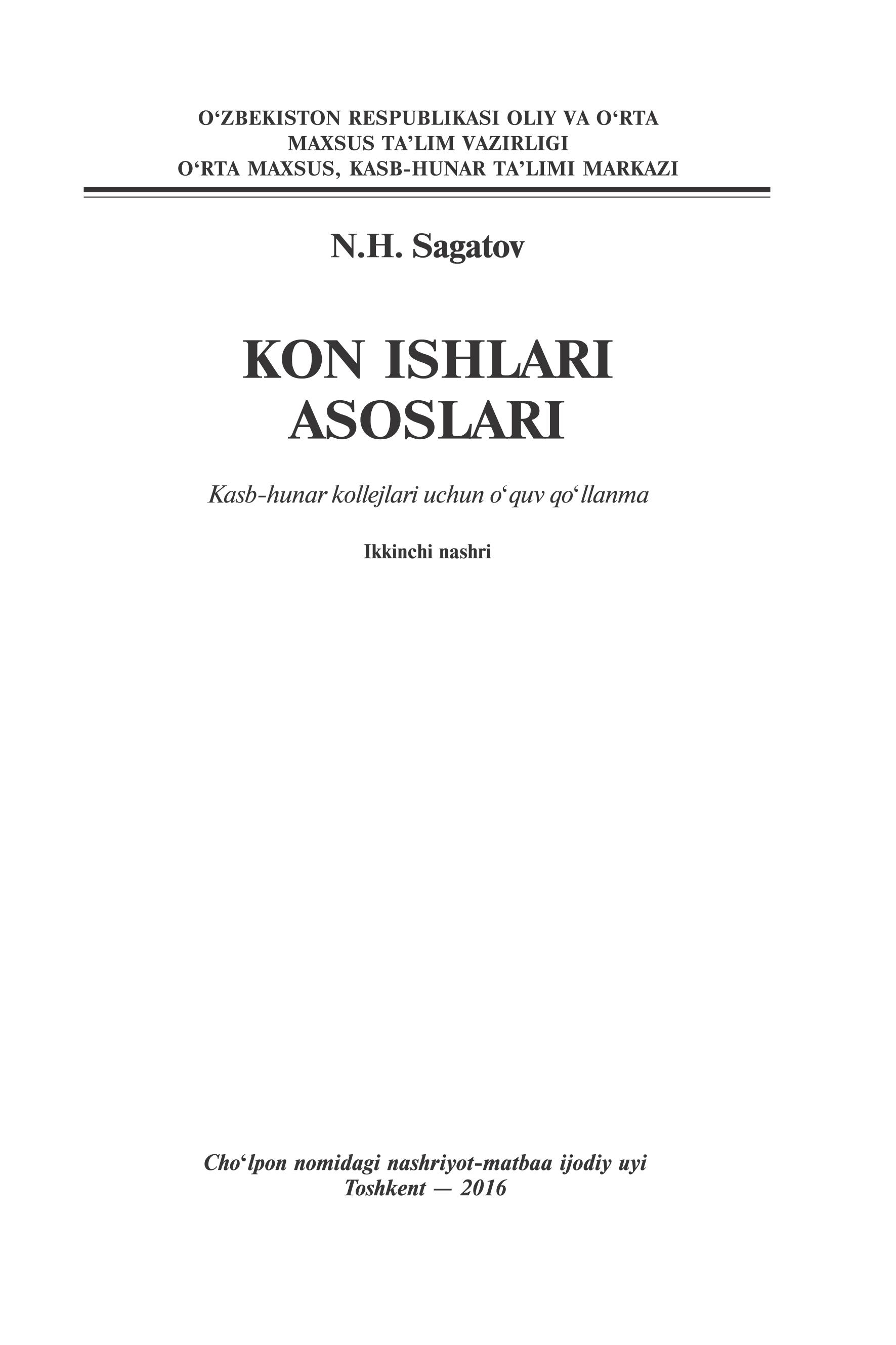 Kon ishlari asoslari