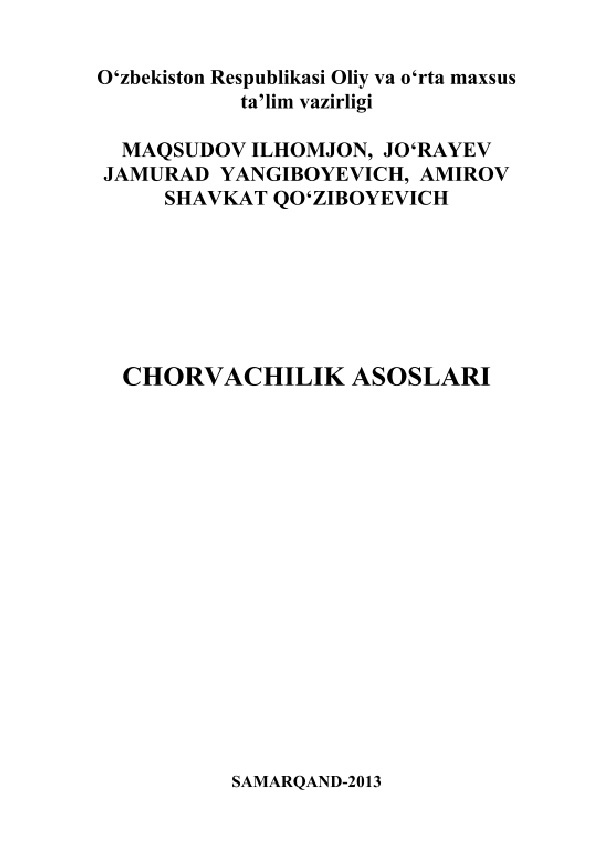 Chorvachilik asoslari