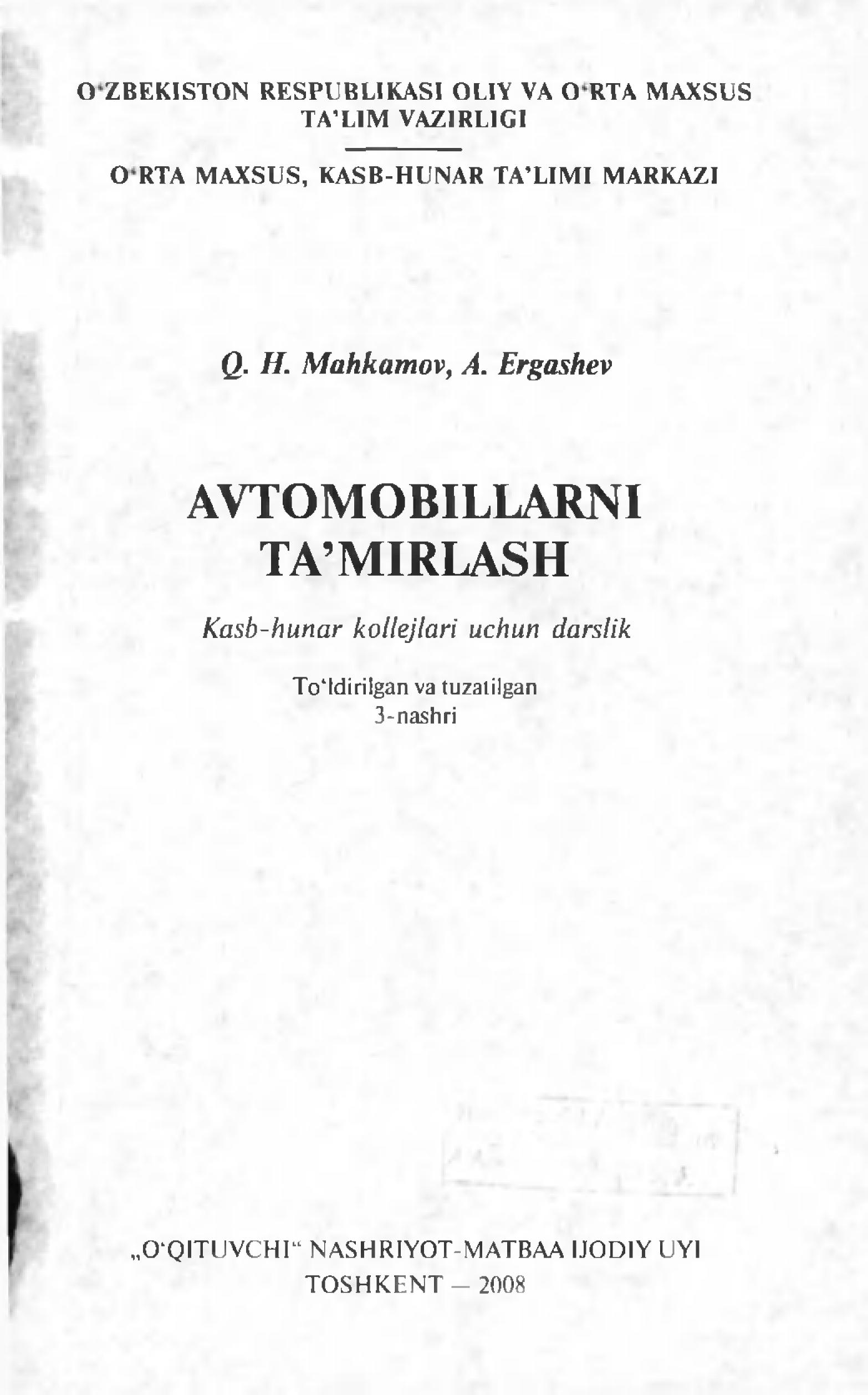 Avtomobillarni ta'mirlash