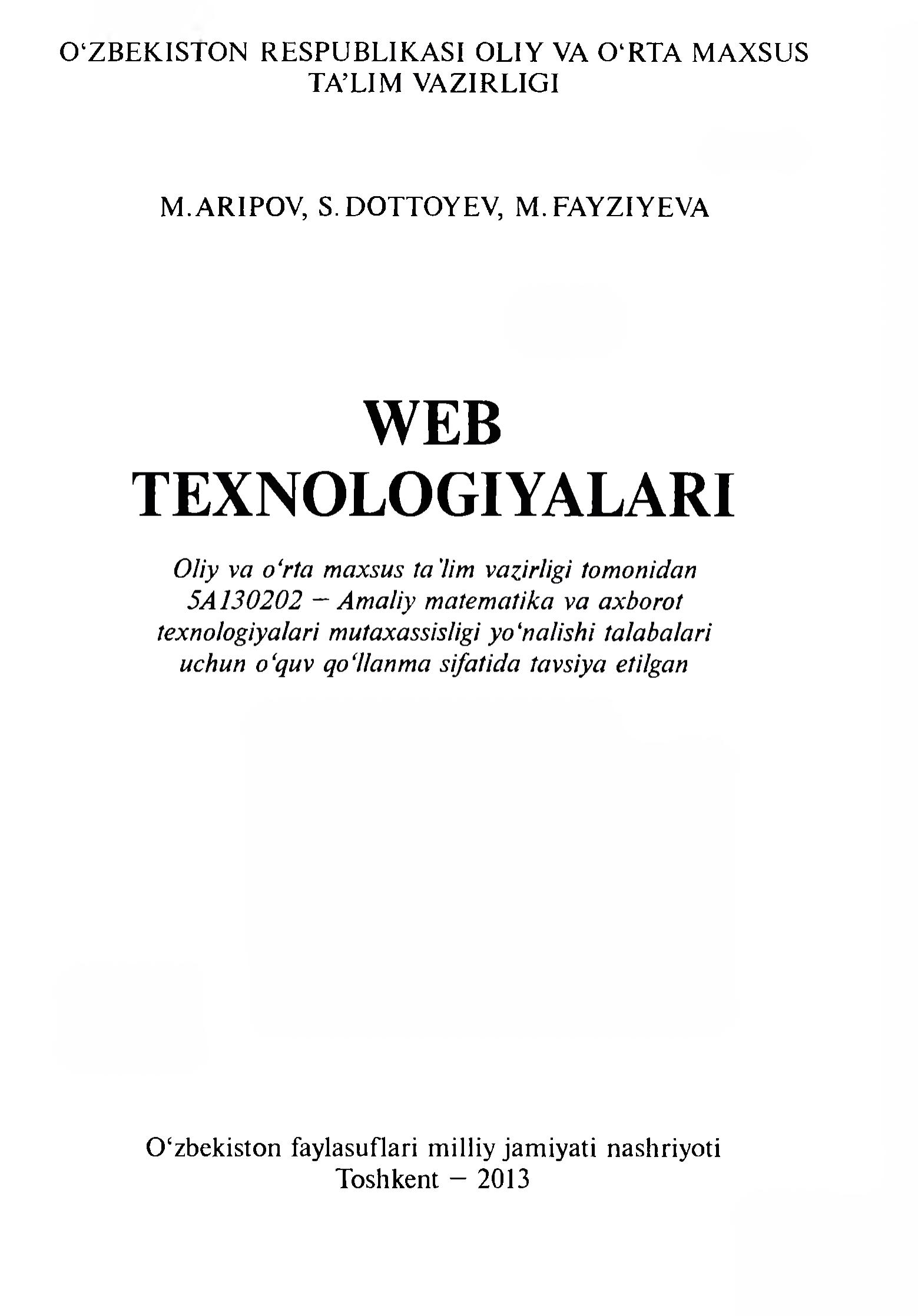 Web texnologiyalari