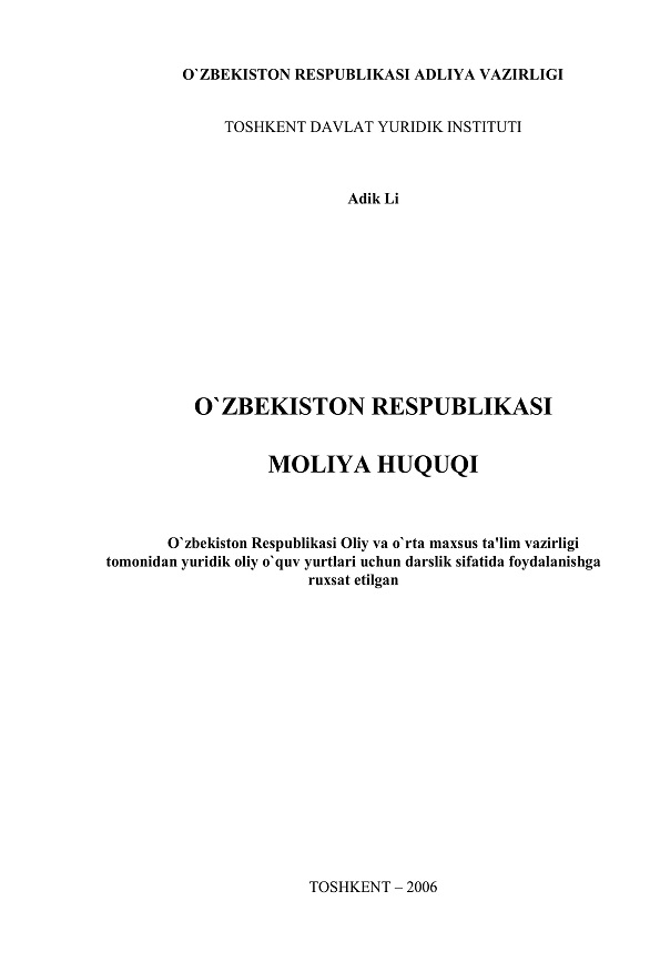 O'zbekiston Respublikasi moliya huquqi