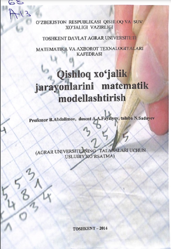 Qishloq xo`jalik jarayonlarini matematik modellashtirish