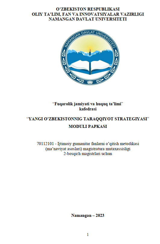 Yangi o`zbekistonnig taraqqiyot strategiyasi moduli papkasi