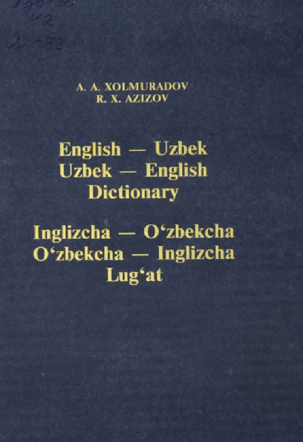 English-Uzbek, Uzbek-English Dictionary