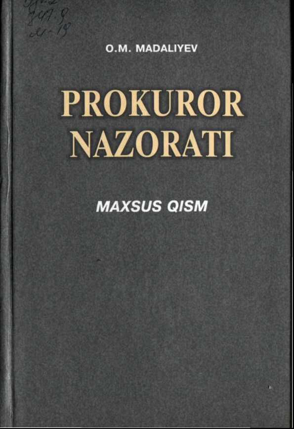 Prokuror nazorati. Maxsus qism