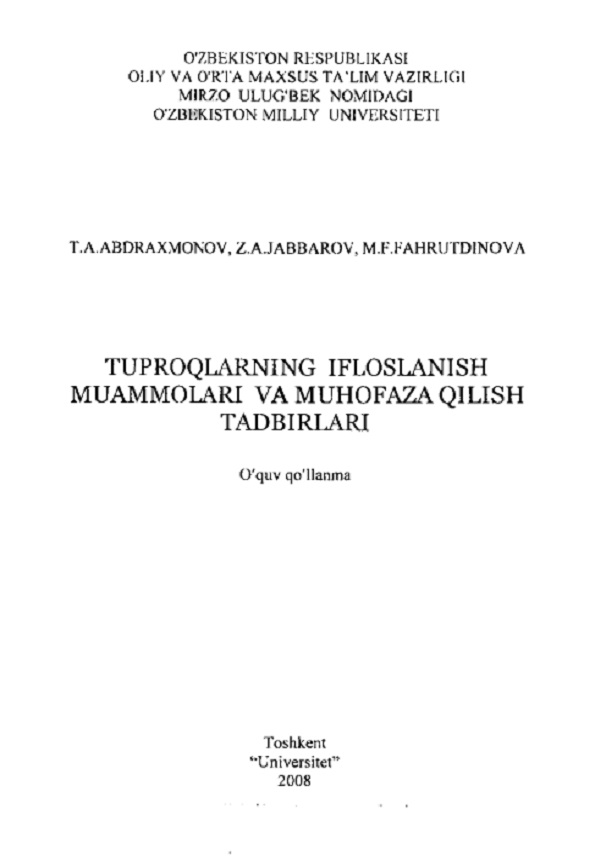 Tuproqlarning ifloslanish muammolari va muhofaza qilish tadbirlari