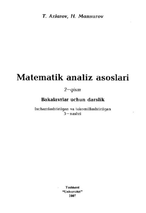 Matematik analiz asoslari