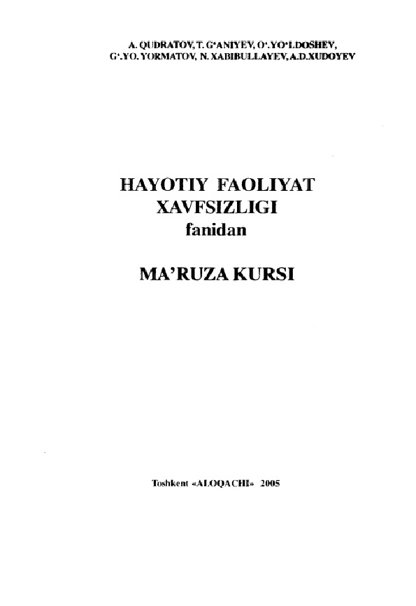 Hayotiy faoliyat xavfsizligi